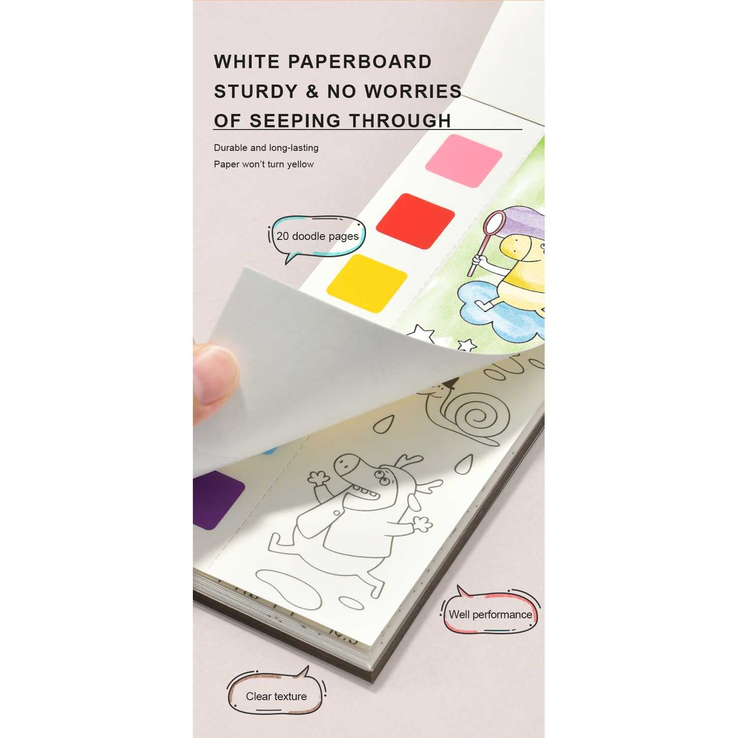 Carte de colorat cu apa,  pensula de pictat si culori incluse, 19 x 8 x 1.3 cm,  Wonderful Forest Mideer MD4194