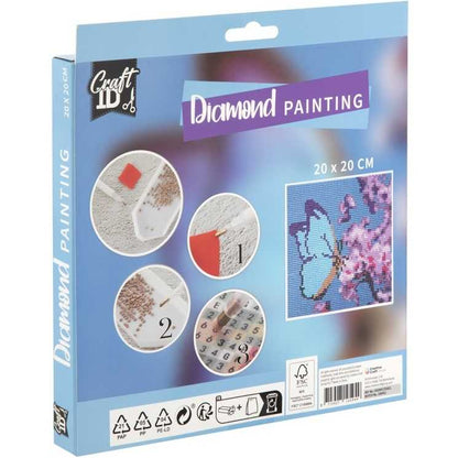 Set creativ cu diamante rotunde Fluture Diamond Painting 20x20 cm Grafix GRCR2097-23GE1