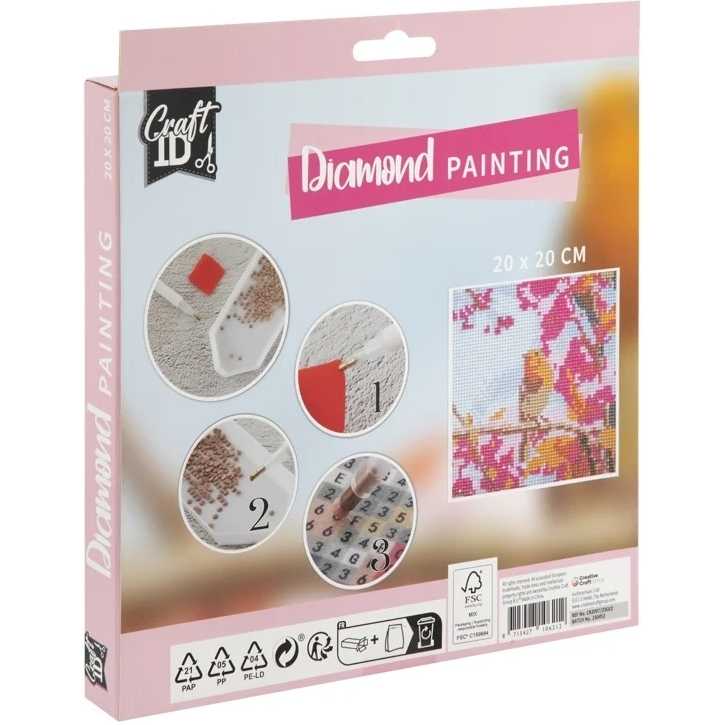 Set creativ cu diamante rotunde Pasare Diamond Painting 20x20 cm Grafix GRCR2097-23GE2