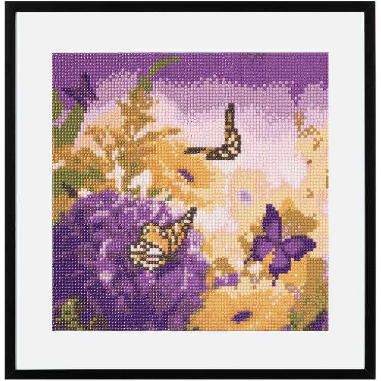 Set creativ cu diamante rotunde Flori Mov Diamond Painting 30x30 cm Grafix GRCR2098-23GE2