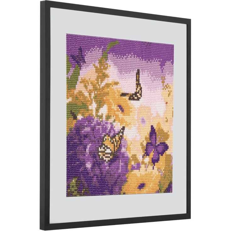 Set creativ cu diamante rotunde Flori Mov Diamond Painting 30x30 cm Grafix GRCR2098-23GE2