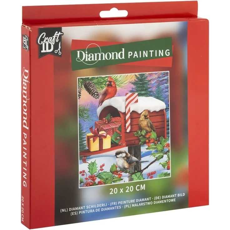 Set creativ cu diamante rotunde Craciun Casuta Postala Diamond Painting 20x20 cm Grafix GRCR8004-GE