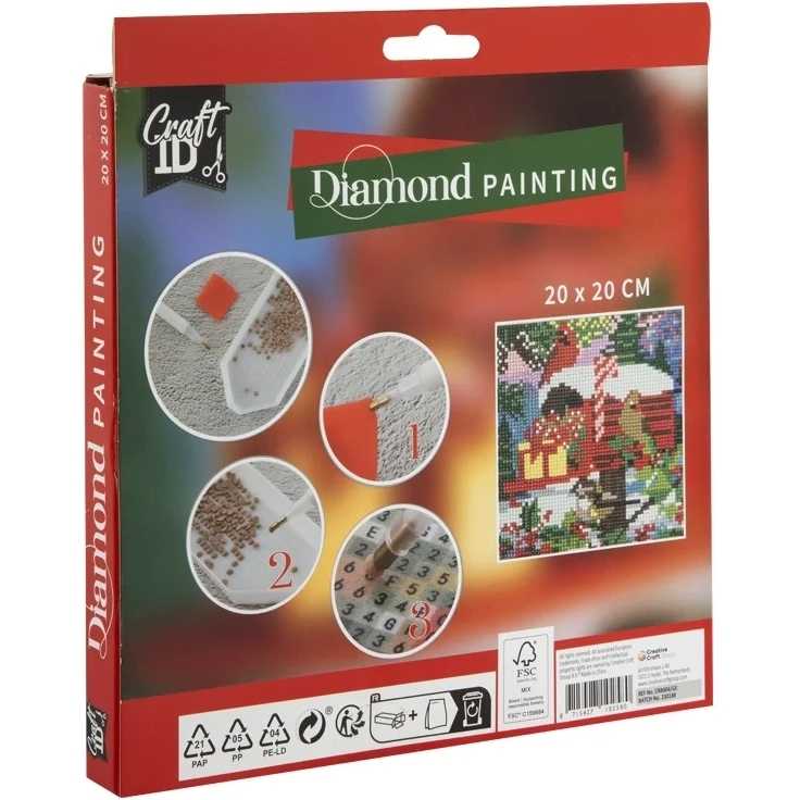Set creativ cu diamante rotunde Craciun Casuta Postala Diamond Painting 20x20 cm Grafix GRCR8004-GE