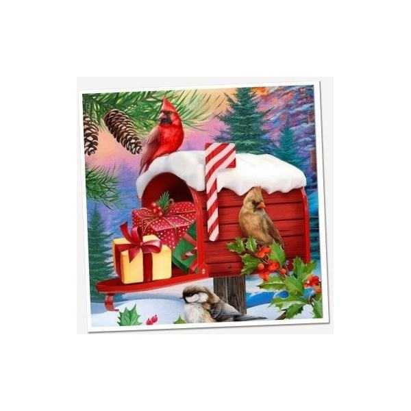 Set creativ cu diamante rotunde Craciun Casuta Postala Diamond Painting 20x20 cm Grafix GRCR8004-GE