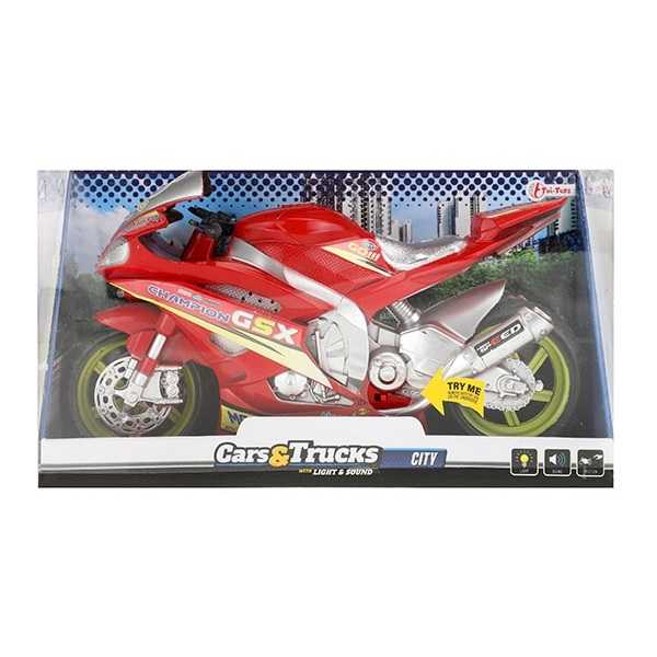 Motocicleta de Curse cu Lumini si Sunete 30 cm Toi-Toys TT29210Z
