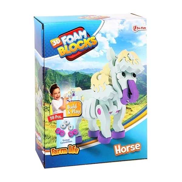 Puzzle 3D Spuma Cal 59 piese Toi-Toys TT43541A