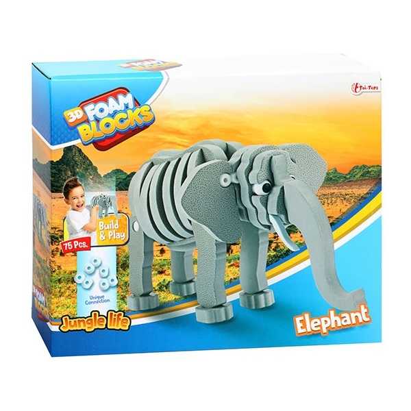 Puzzle 3D Spuma Elefant 75 piese Toi-Toys TT43545A