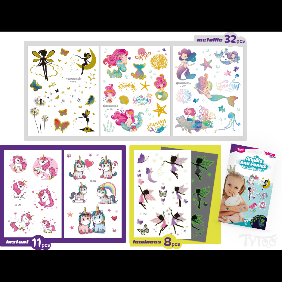 Set 51 tatuaje temporare tip autocolante Zane si Ponei Tytoo KOPXX1800017