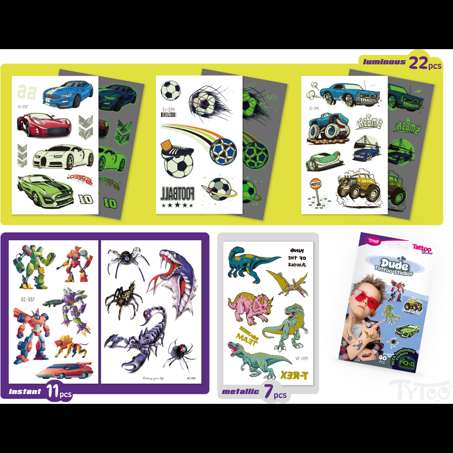 Set 40 tatuaje temporare tip autocolante Baieti Tytoo KOPXX1800013