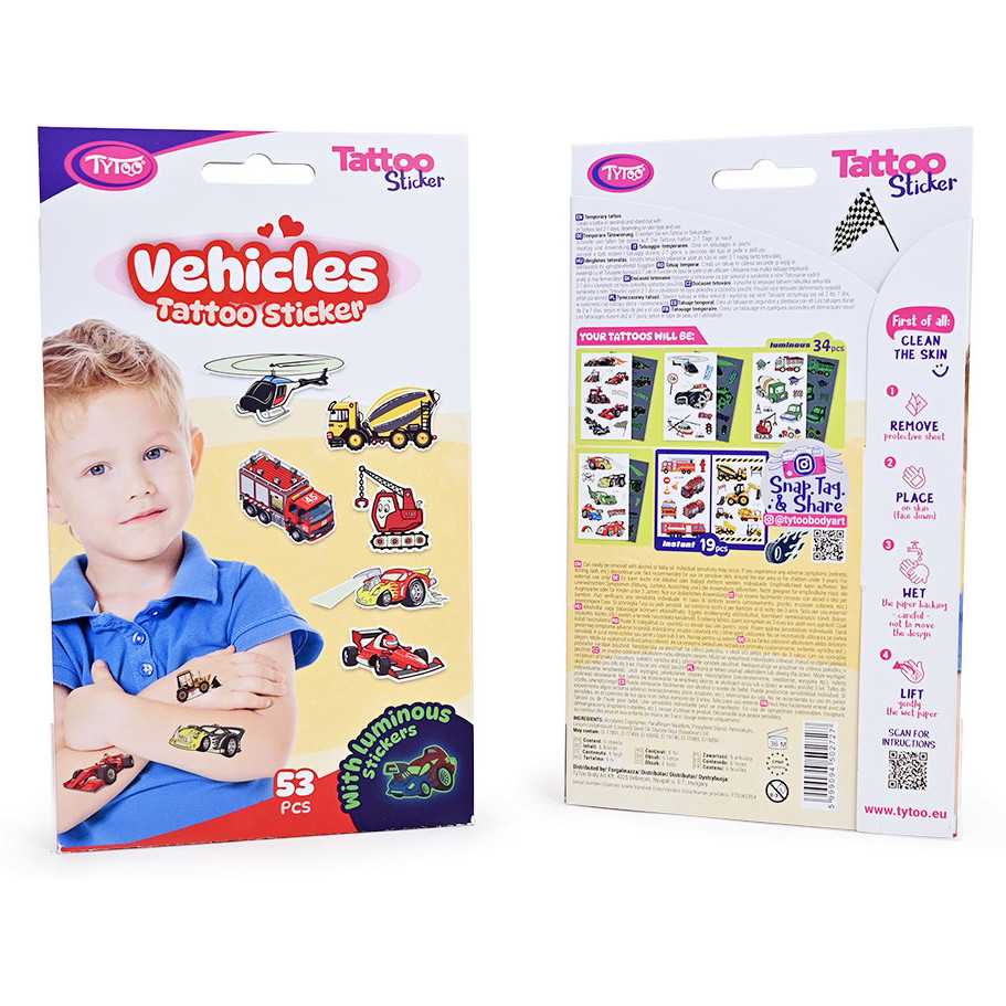 Set 53 tatuaje temporare tip autocolante Masini Tytoo KOPXX1800014