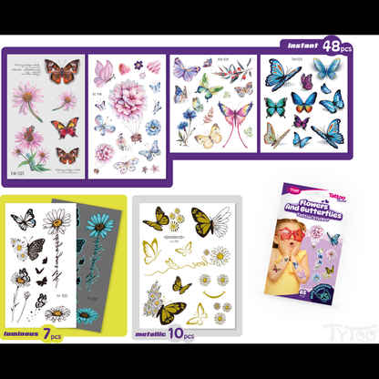 Set 65 tatuaje temporare tip autocolante Flori si Fluturi Tytoo KOPXX1800016