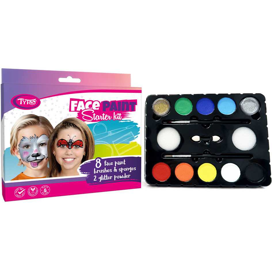 Set vopsea pentru fata Starter Kit 8 culori, 2 pulbere cu sclipici Tytoo KQPXX1800326