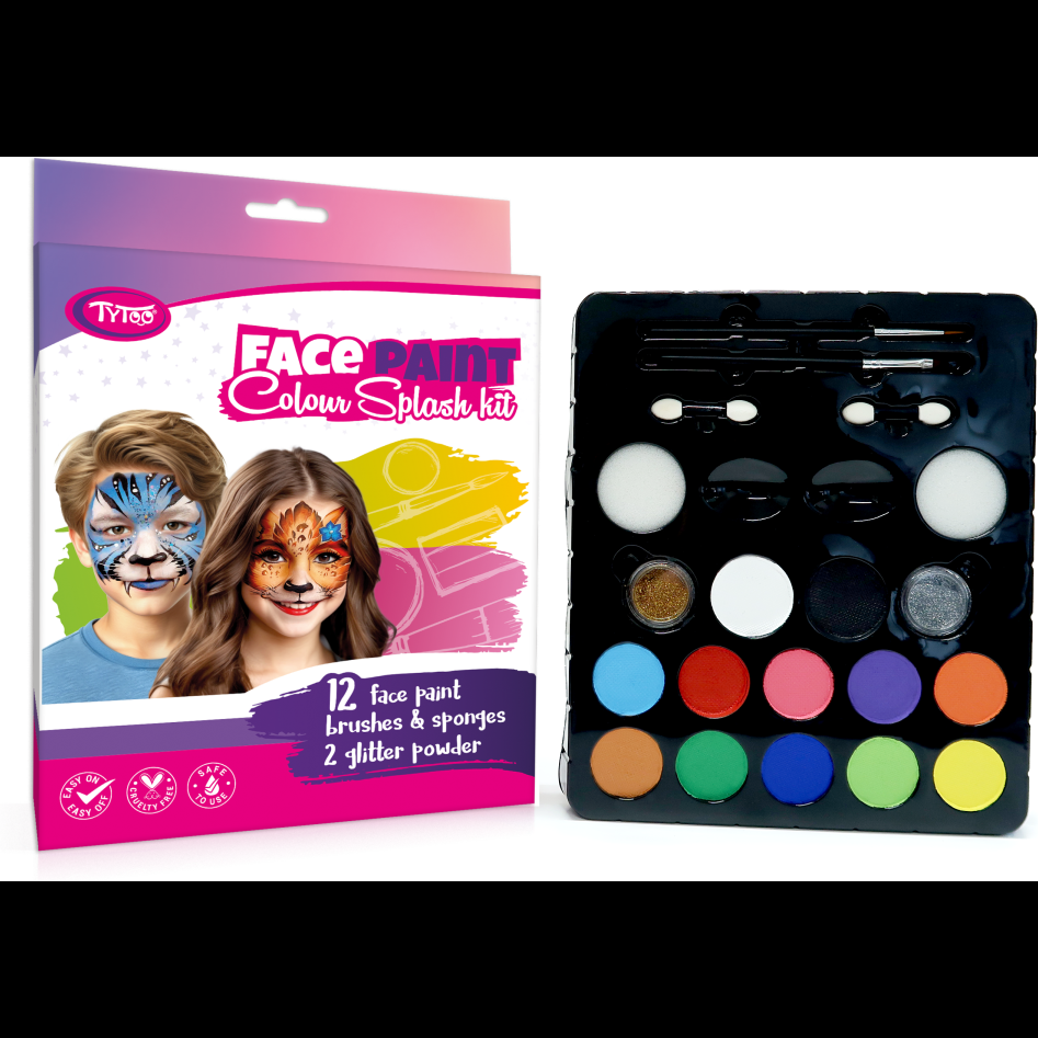 Set vopsea pentru fata Colour Splash 12 culori, 2 pulbere cu sclipici Tytoo KQPXX1800327