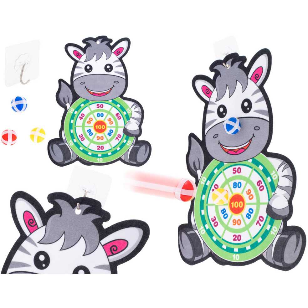 Joc Darts cu Scai Zebra - 3 Mingi Incluse Ikonka IK18315