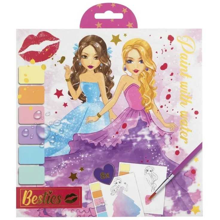 Set de pictat cu apa Besties - Bloc de colorat cu acuarele si planse creative Grafix GR140015