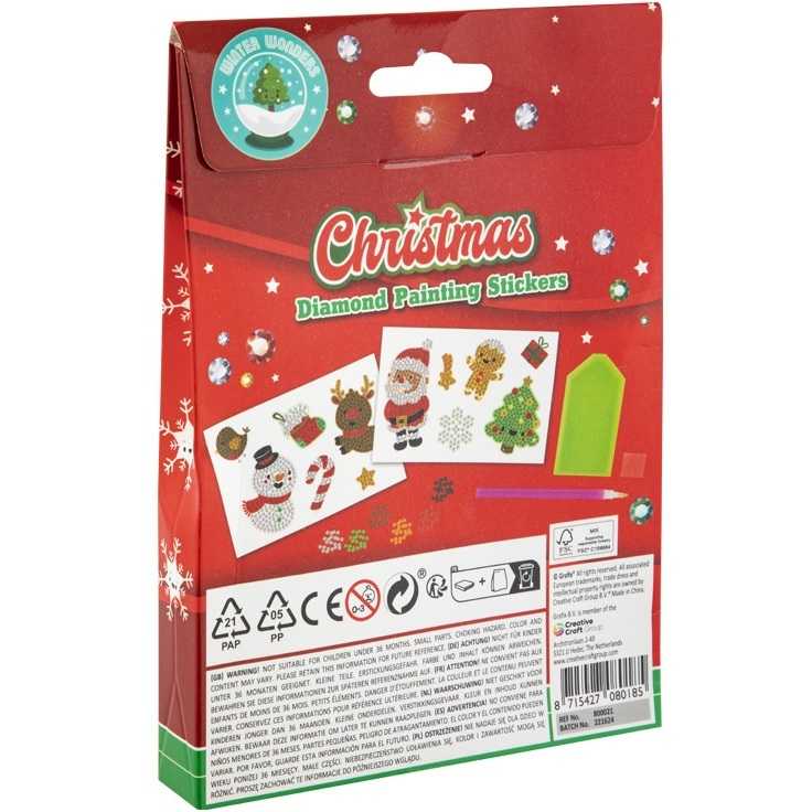 Set Stickere Pictura cu Diamante Craciun - 12 Piese Grafix GR800021