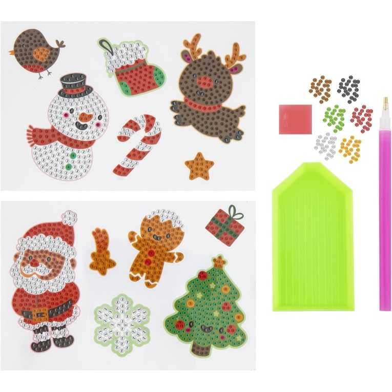 Set Stickere Pictura cu Diamante Craciun - 12 Piese Grafix GR800021