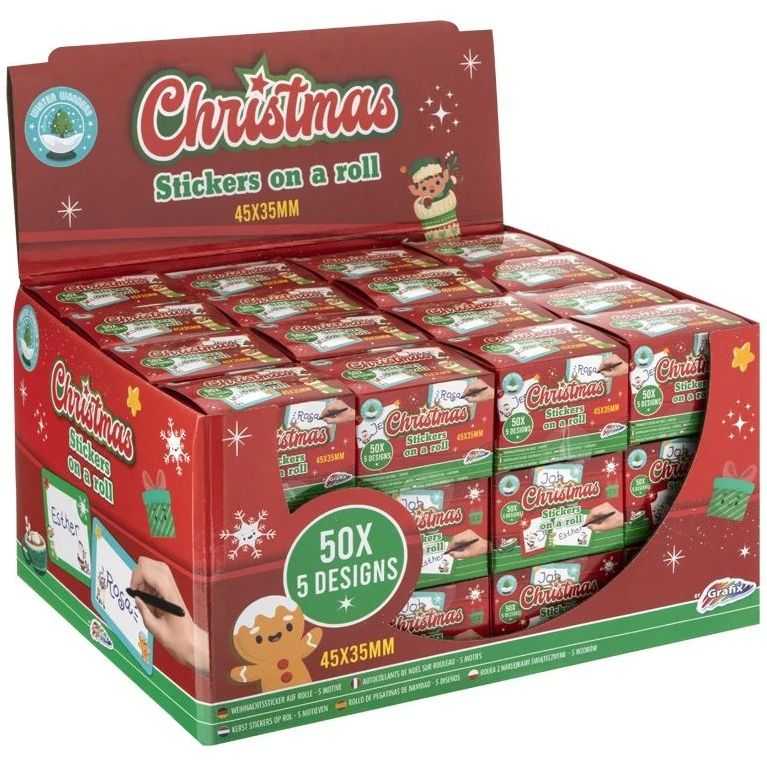 Rola cu 50 Etichete Autoadezive de Craciun - 5 Modele Grafix GR800027