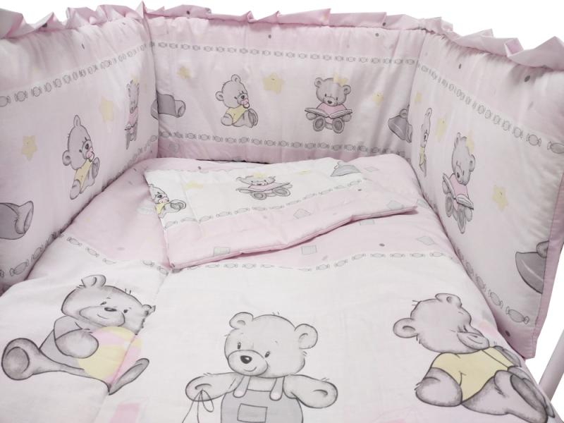 Lenjerie MyKids Teddy Toys Roz M2 5 piese 140x70 cm