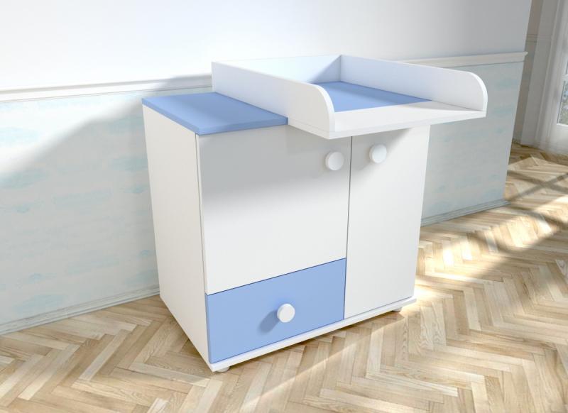 Comoda cu blat de infasat MyKids Lucky Alb-Albastru 0121PE