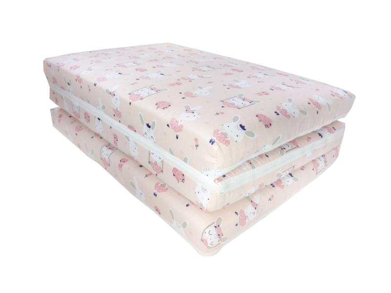 Saltea Pliabila Spuma Poliuretanica 120x60x5 cm - Dancing Bunny Roz