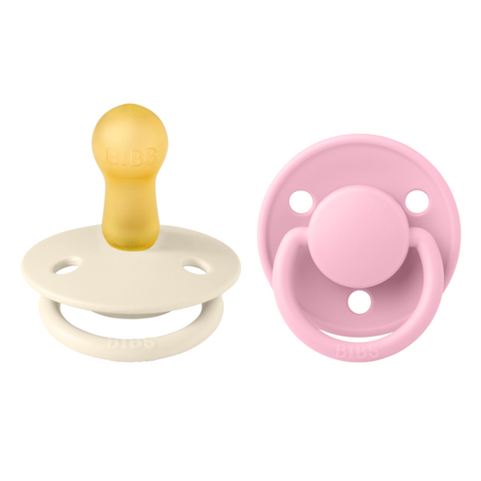 BIBS - Set 2 suzete De Lux Latex, tetina rotunda, 6 luni +-Ivory/Baby Pink