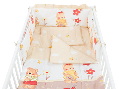 Lenjerie MyKids Teddy Gradina Maro 4 Piese 140x70
