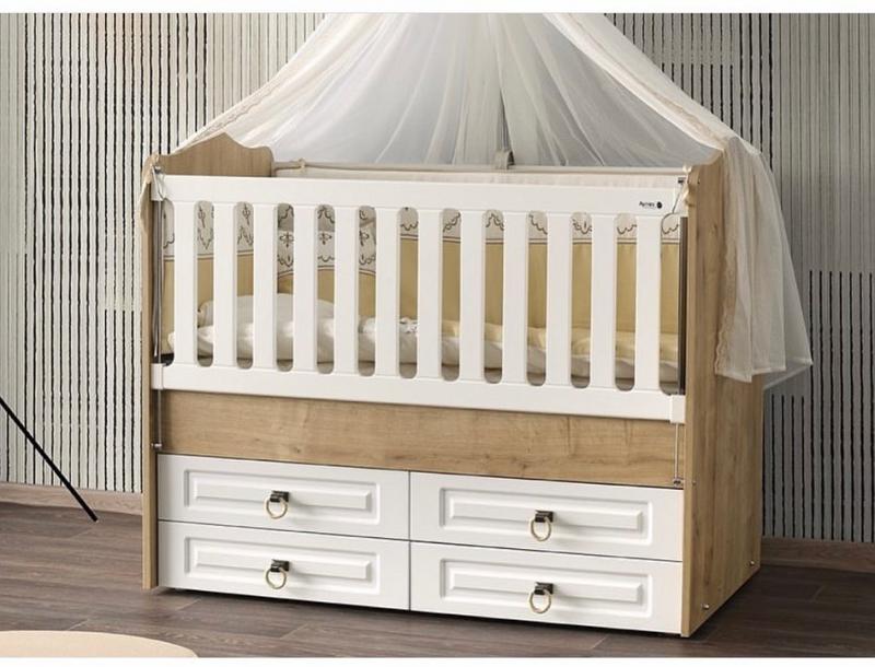 Patut cu leganare si lat. culisabila MyKids Esla Natur Alb 130x70