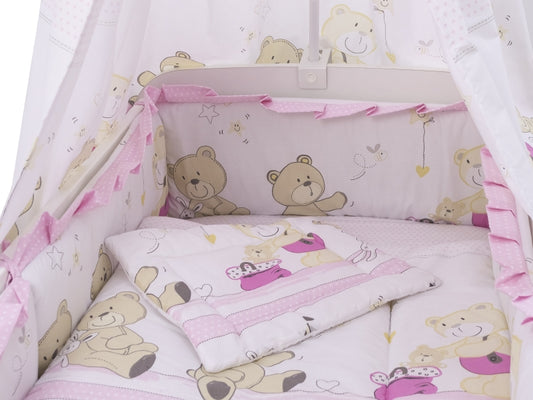Lenjerie MyKids Teddy Play Pink M1 5 piese 120x60 cm