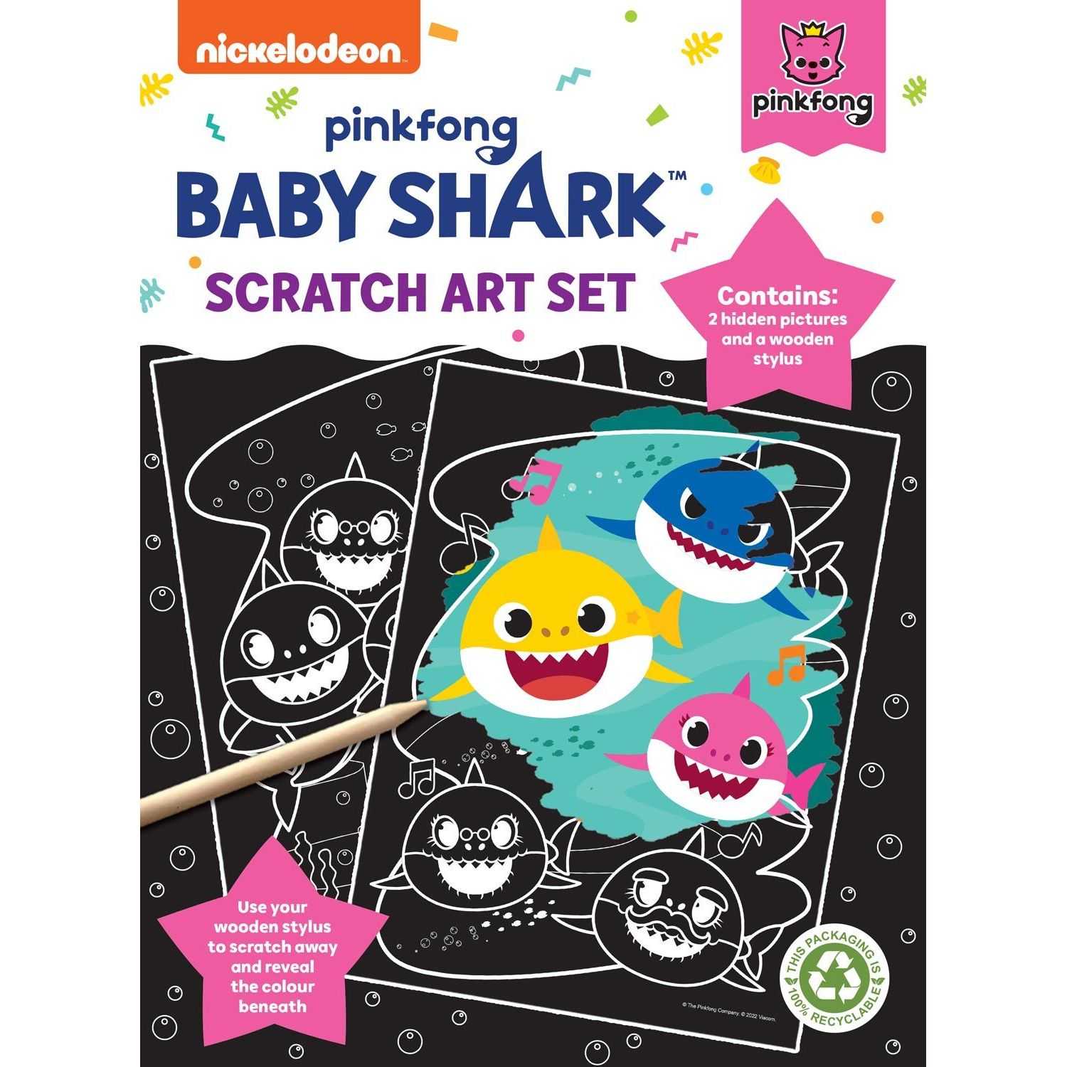 Set Fise Razuibile Baby Shark Scratch Art Set Alligator AB3140BSSA2