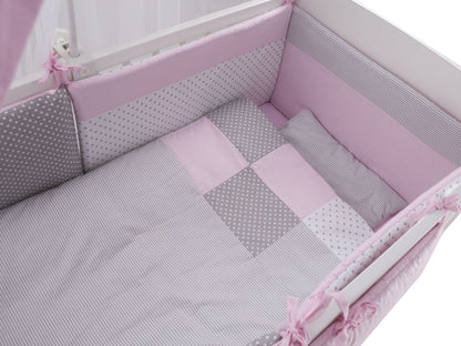 Lenjerie MyKids Dots Pink-Grey 11 Piese 120x60 cm