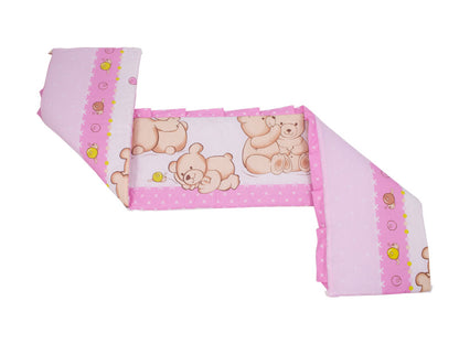 Lenjerie MyKids Teddy Friends Roz 4+1 Piese M1 120x60