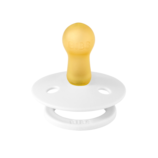 BIBS - Suzeta Colour Latex, tetina rotunda, 6 luni +-White