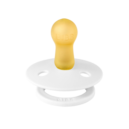 BIBS - Suzeta Colour Latex, tetina rotunda, 6 luni +-White