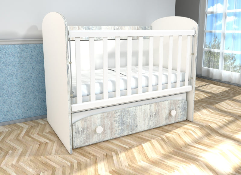 Patut cu leganare MyKids Diana 1 cu lat. culisabila Alb-Antik A428