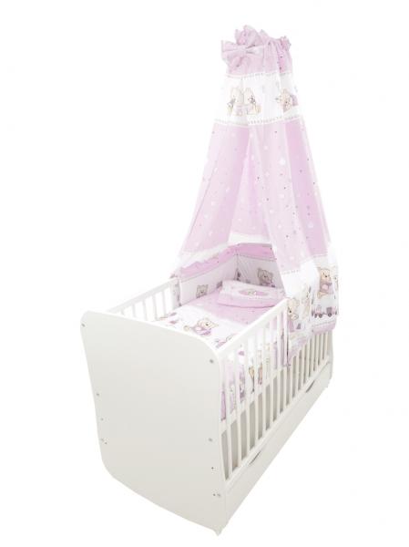 Lenjerie MyKids Teddy Toys Roz M1 5 piese 120x60 cm