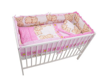 Lenjerie MyKids Teddy Friends Roz 4+1 Piese M1 120x60