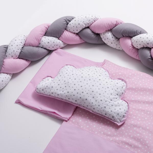 Lenjerie MyKids 6 piese Gray-Pink fara baldachin 120x60 cm