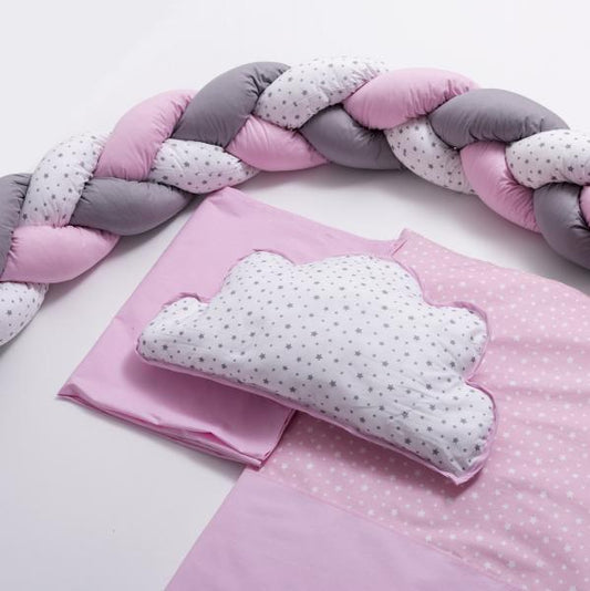 Lenjerie MyKids 6 piese Gray-Pink fara baldachin 120x60 cm