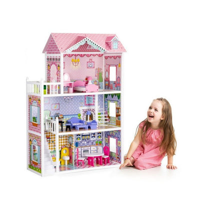 Casuta de papusi din lemn cu mobilier XXL Ecotoys HM006604