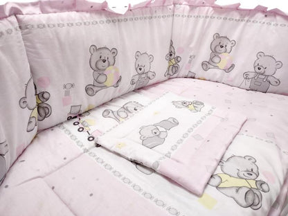 Lenjerie MyKids Teddy Toys Roz M1 5 piese 140x70 cm