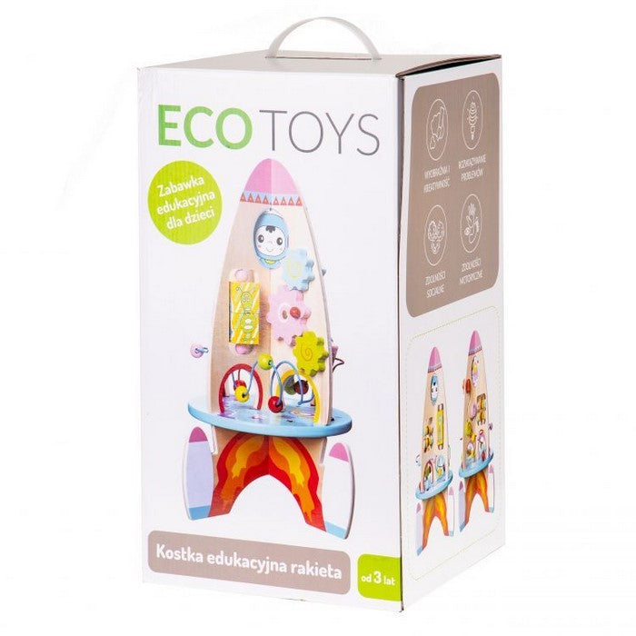 Racheta educationala din lemn 8 in 1 Ecotoys TL88037