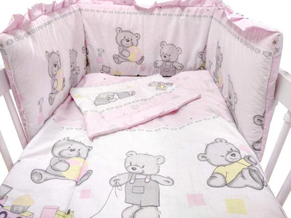 Lenjerie MyKids Teddy Toys Roz M1 5 piese 140x70 cm