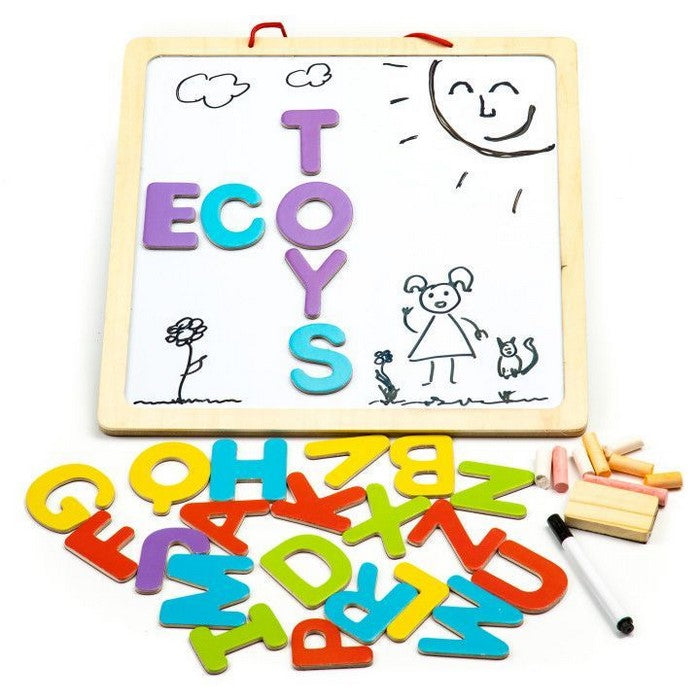 Tabla educationala 3 in 1 cu litere magnetice Ecotoys ESC-W-018A