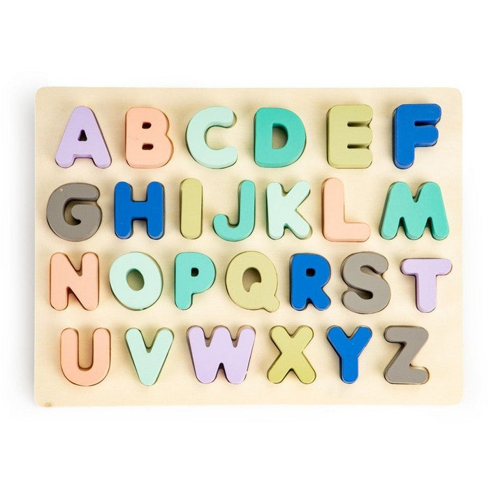 Tabla educationala din lemn cu cifre si litere - 51 de elemente Ecotoys MA4512