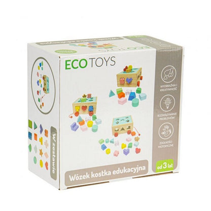 Carucior educational cu blocuri din lemn Ecotoys HM015197