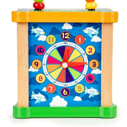 Cub educational din lemn cu tabla Ecotoys HM015473