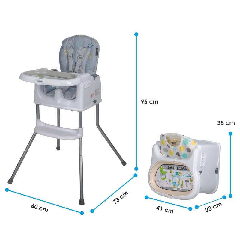 Scaun de luat masa multifunctional Coccolle Ziti Grey Stars