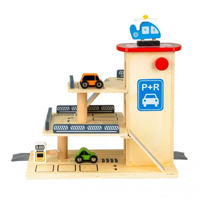 Rampa cu garaj si lift din lemn + masinute Ecotoys 1081