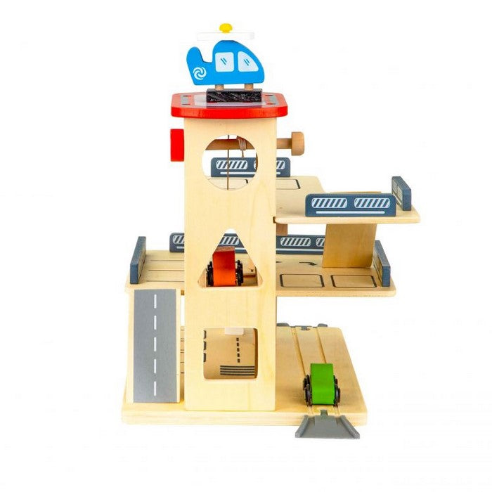 Rampa cu garaj si lift din lemn + masinute Ecotoys 1081